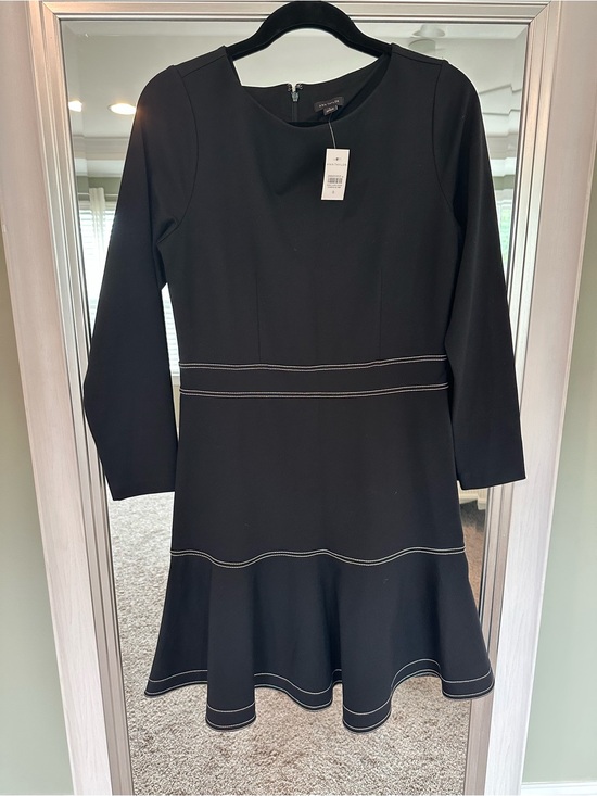 Ann Taylor Dresses & Skirts - Ann Taylor Black Long-Sleeve A-Line Dress with Contrast Stitching